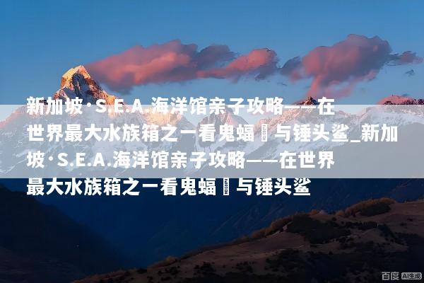 新加坡·S.E.A.海洋馆亲子攻略——在世界最大水族箱之一看鬼蝠魟与锤头鲨_新加坡·S.E.A.海洋馆亲子攻略——在世界最大水族箱之一看鬼蝠魟与锤头鲨