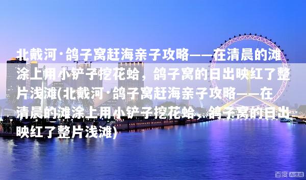 北戴河·鸽子窝赶海亲子攻略——在清晨的滩涂上用小铲子挖花蛤，鸽子窝的日出映红了整片浅滩(北戴河·鸽子窝赶海亲子攻略——在清晨的滩涂上用小铲子挖花蛤，鸽子窝的日出映红了整片浅滩)